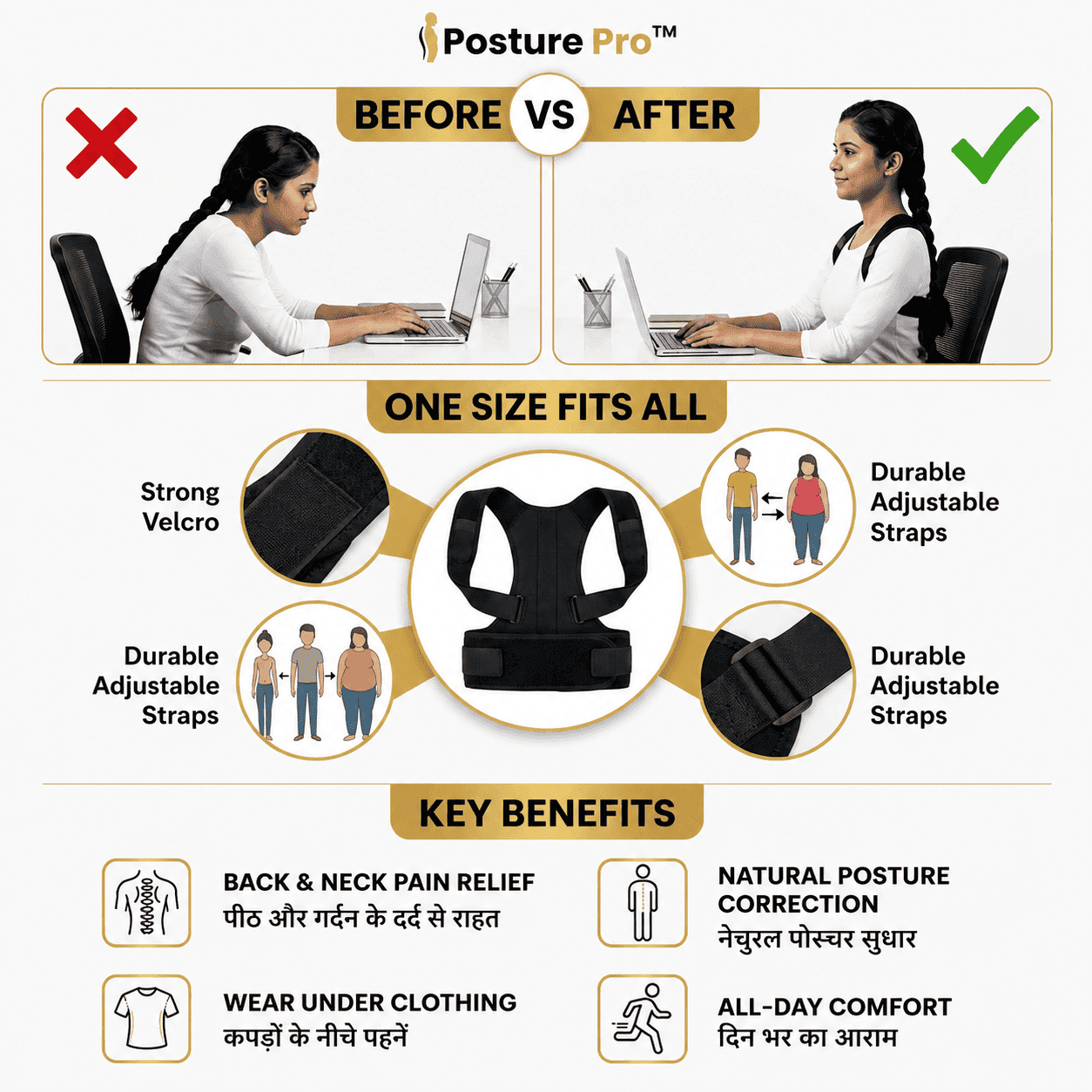 AlignCore™ - Premium Posture Corrector Belt (Free Size)