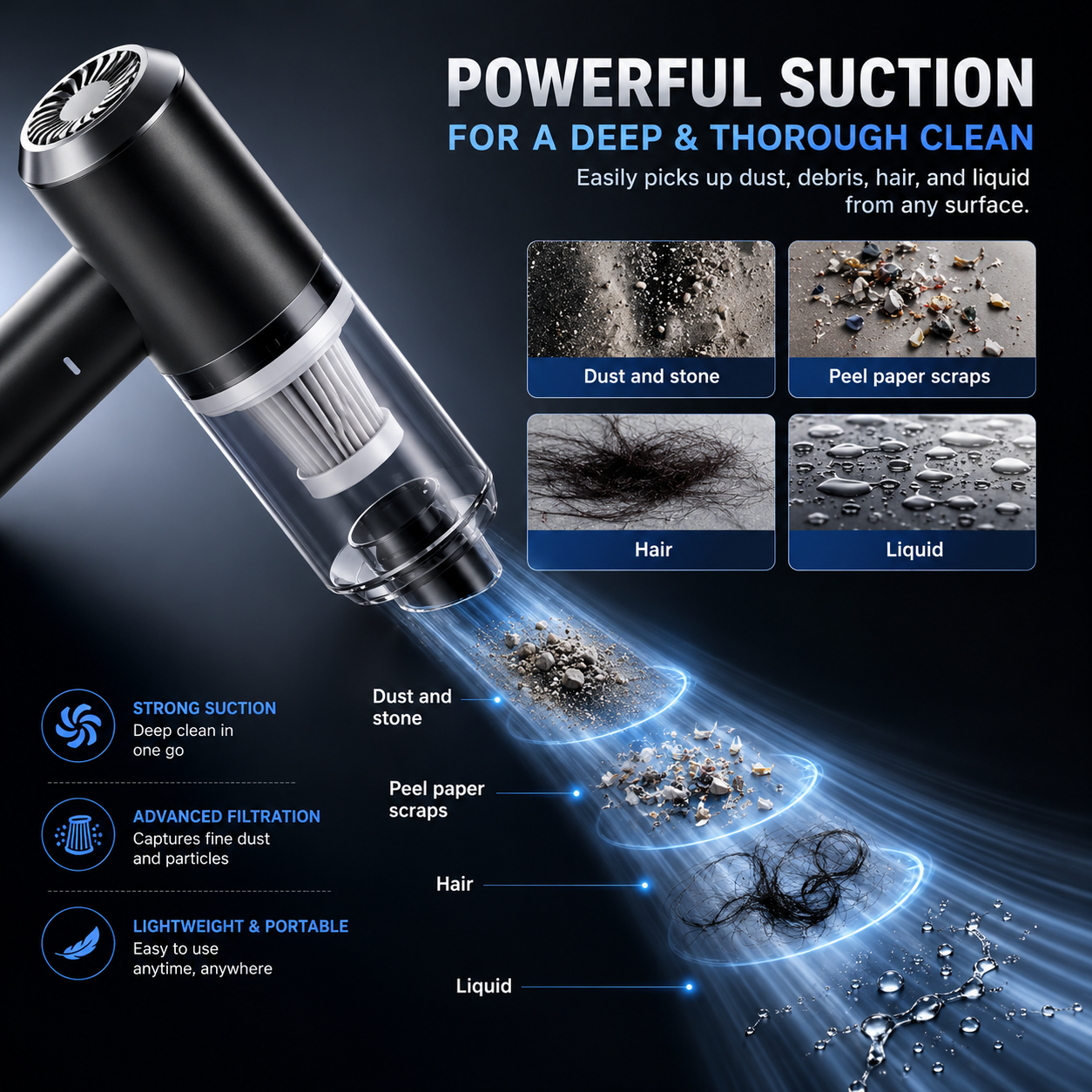 2 in 1 Vacuum Cleaner Dust Collection.