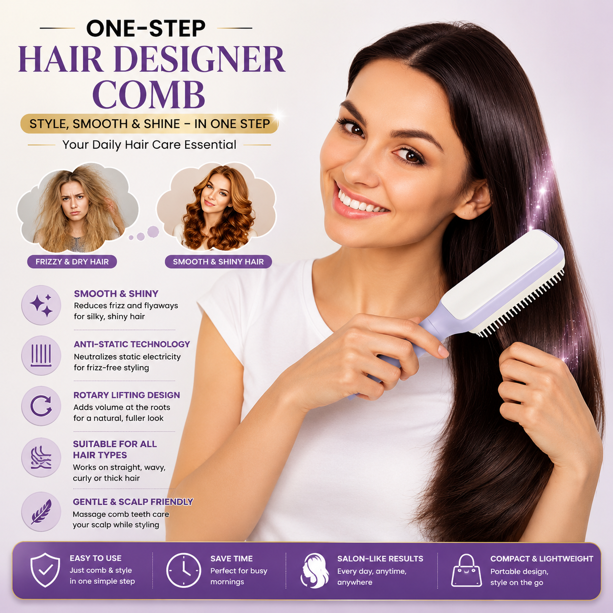 Self Cleaning Hair Comb