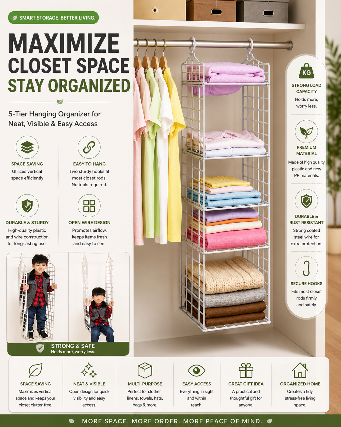 5 Layer Hanging Folding Cloth Rack ( 1 Pcs)