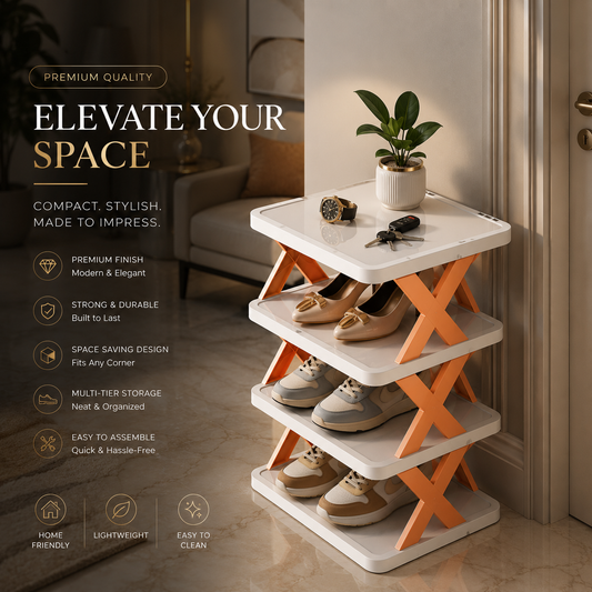 New Design Folding Shoe Rack 4 Tier Plastic Shoe Rack Storage