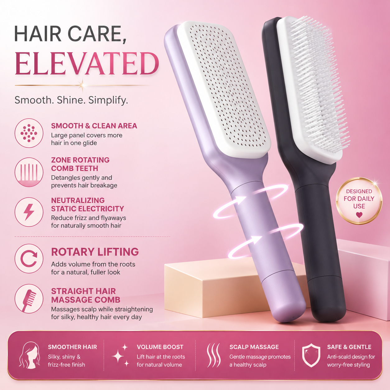 Self Cleaning Hair Comb