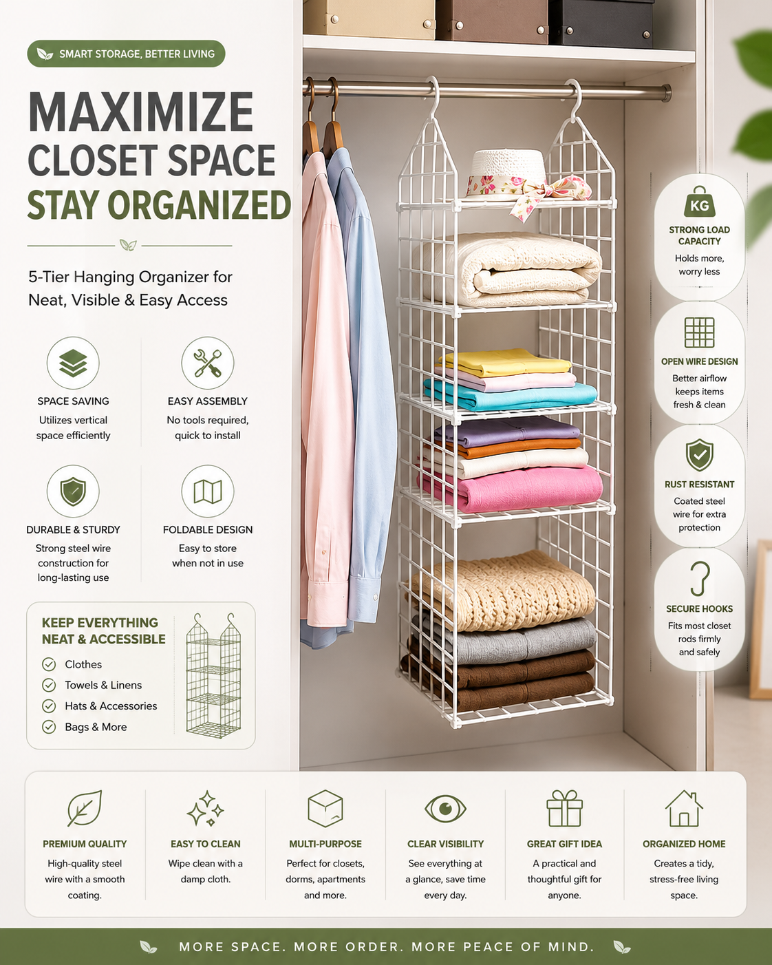 5 Layer Hanging Folding Cloth Rack ( 1 Pcs)